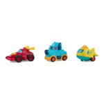SET 3 VEHICULE ACTIONATE PRIN INERTIE- CAMION ALBASTRU, MASINA DE CURSE ROSIE, AVION GALBEN,MOMKI - Image 2