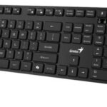 Kit wireless Genius tastatura wireless 104 taste (slim) + mouse wireless 1200dpi, 3 butoane, 11 taste functii multimedia, silent, AI key, negru