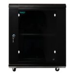 CABINET 19″ SPACER 12U 500x400mm, fixare pe perete, Flatpack (dezasamblat), Black, usa sticla cu blocare, panouri detasabile, otel 1mm, sarcina maxima 25Kg - Image 6