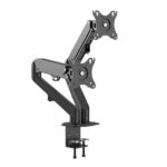 Brat de birou pentru monitor Neomounts, poate sustine 2 monitoare cu diagonala display 17-27", suporta pana la 7kg per monitor, full motion, +90°, -45° inclinatie, +90°, -90° swivel, +180°, -180° rotatie,  VESA min 75x75, VESA max 100x100,reglabil pe inaltime: 15.2-40.2 cm, negru. Garantie 5 ani - Image 4