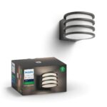 Aplica LED pentru exterior Philips Hue Lucca, 9.5W (60W), 806 lm ,luminacalda (2700K), IP44, 170x215x115mm, Antracit