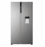Side by side Haier HSR5918DWMP, 521 litri, Total No Frost, Multi air flow, Clasa D, SuperCooling, SuperFreezing, Holidays, dispenser apa, H 177 cm, Inox