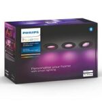 3 Spoturi LED RGB incastrate Philips Hue Centura, Bluetooth, GU10, 3x5.7W, 1050 lm, lumina alba si color (2000-6500K), IP20, 9cm, Aluminiu