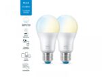 2 Becuri LED inteligente WiZ Connected Whites A60, Wi-Fi, E27, 8W (60W), 806 lm, lumina alba (2700-6500K), compatibil Google Assistant/Alexa/Siri - Image 2
