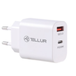 Incarcator priza Tellur PDHC101 Dual Port, PD 20W + QC3.0 18W, alb