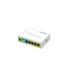 ROUTER MIKROTIK RB750UPR2, hEX PoE lite, 5xLAN Fast Ethernet (four withPoE out), USB, 64MB RAM, RouterOS L4,plastic case and PSU with 650MHzCPU, PCB temperature monitor