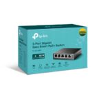 "5-Port Gigabit Easy Smart Switch with 4-Port PoE+ PORT: 4× Gigabit PoE+ Ports, 1× Gigabit Non-PoE Ports SPEC: 802.3at/af, 65 W PoE Power, Desktop Steel Case FEATURE: PoE Auto Recovery, MTU/Port/Tag-based VLAN, QoS, IGMP Snooping, Web/Utility Management, Plug and Play" - Image 3