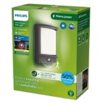 Aplica LED pentru exterior cu senzor de miscare Philips SAMONDRA, 3.8W ,800 lm, lumina calda (2700K), IP44, 227x190x89mm, Antracit