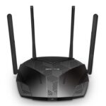 Mercusys MR60X Dual-Band WiFi 6 Router (AX15000), Standarde wireless: Wi-Fi 802.11ax / ac / a / b / g / n, Viteza wireless:   1201 Mbps (5 GHz) + 300 Mbps (2.4 GHz), Interfata:   1 × Port WAN Gigabit + 3 porturi Gigabit LAN, 4 x Antene