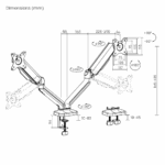 Braț pentru monitor cu contragreutate Material: Oțel, Plastic Tehnologie: Arc Suprafață finisaj : Vopsit electrostatic, Acoperire cu Pulbere Dimensiune compatibila ecran: 17"-32" Greutate maxima (pe ecran): 2~9 kg Compatibilitate VESA: 75x75, 100x100 Interval de inclinare : +90°-90° Interval de - Image 6