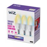 3 Becuri LED inteligente WiZ Connected Whites C37, Wi-Fi, E14, 4.9W (40W), 470 lm, lumina alba (2700-6500K), compatibil Google Assistant/Alexa/Siri