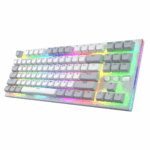 Tastatura mecanica cu fir Hator Gravity TKL conectivitate USB, polling rate 1000Hz, iluminare RGB cu functia de a customiza fiecare tasta individual, tip switch HATOR Aurum Orange Linear rev.2.0, durata de viata switch 70M de clickuri, material taste ABS, profil  OMA, functii aditionale: sistem de
