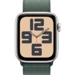 Apple Watch SE GPS + Cellular 44mm Starlight Aluminium Case with Lake Green Sport Loop