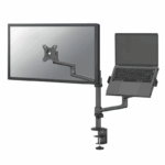 Suport dublu laptop de birou Neomounts DS20-425BL2; pentru display-uri cu diagonale 17"-27", sistem de prindere VESA 75x75~100x100, greutate maxima suportata 8kg, tilt +90°, -30°, swivel 90°, rotate 360°, distanta fata de perete 162-494mm; inaltime reglabila manual 275-555mm; culoare negru. Garantie