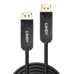 Cablu Lindy Hybrid DisplayPort, lungime 50m, fibra optica, latime de banda suportata 40Gbps, rezolutie maxima 680x4320@60Hz 4:2:0 10bit, 3840x2160@144Hz 4:4:4 10bit, negru - Image 2