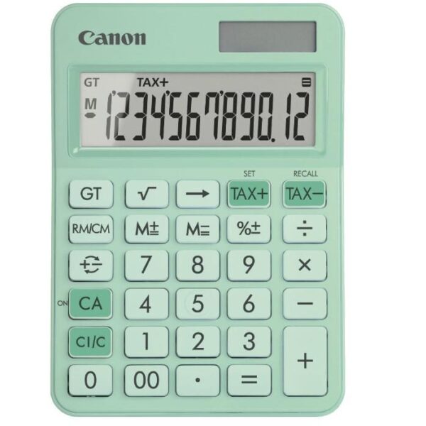"""Calculator birou Canon LS-125KB-GR, Green, 12 digits, 29 keys, dual power, M+, M-,RM/CM, Tax+, Tax-"""
