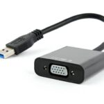 Cablu video GEMBIRD, adaptor USB 3.0 (T) la VGA (M), 15cm, rezolutie maxima Full HD 1920 x 1080 la 60Hz, negru,
