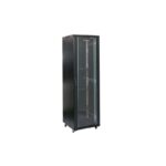 Rack 27U 600x600, montare pe podea, usa din sticla, panouri laterale detasabile si securizate, dezasamblat, culoare negru RAL 9004, DATEUP