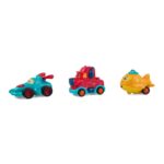 SET 3 VEHICULE ACTIONATE PRIN INERTIE- CAMION ROSU, MASINA DE CURSE ALBASTRA, AVION GALBEN,MOMKI - Image 2