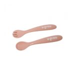 Set diversificare 5 piese silicon : baveta, bol, farfurie, lingurita si furculita, roz, U-Grow - Image 6