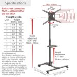 Suport Mobil de podea pentru TV plat/curbat Barkan + raft metal pentru laptop, 32" - 86", VESA 600x400mm, suporta pana la 50kg, Negru - Image 2