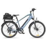 Bicicleta electrica Ulzomo Metro 26 E-bike, 250W, 36V 17Ah, autonomie 100km, viteza maxima 25km/h, Blue, 26'' - Image 3