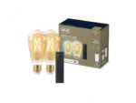Pachet 2 Becuri LED inteligente vintage (decorative) WiZConnectedFilament Gold ST64, Wi-Fi, E27, 7W (50W), 640 lm, lumina alba(2000-5000K) + Telecomanda - Image 2