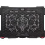 Cooling pad Serioux, SRXNCP035, Dimensiuni: 415*295*27mm , Compatibilitate maxima laptop: 17.3 inch, Numar ventilatoare: 5, Dimensiune ventilator: 1 x 120*120*15mm / 4 x 70*7*15mm, Nivel zgomot:, 20dBA, Tensiune alimentare: DC 5V, Viteza rotatie maxima: 1500 RPM, 2 porturi USB, Iluminare LED
