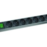 Bachmann IT PDU 8x prize Schuko ,1x switch, 2-pole, impamantare, intreruptor,2m, in Schuko,negru,Aluminiu