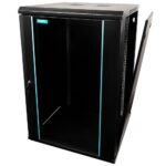 CABINET 19″ SPACER 18U 600x600mm, fixare pe perete, Flatpack (dezasamblat), Black, usa sticla cu blocare, panouri detasabile, otel 1.5mm, sarcina maxima 60Kg - Image 3