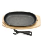 PLATOU SERVIRE OVAL, 24X14 CM , FONTA PURA , CU MANER DETASABIL SI BAZA DIN LEMN,COOKING  BY HEINNER - Image 2