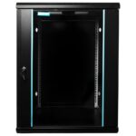 CABINET 19″ SPACER 15U 600x600mm, fixare pe perete, Flatpack (dezasamblat), Black, usa sticla cu blocare, panouri detasabile, otel 1.5mm, sarcina maxima 60Kg - Image 2