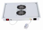 Panou ventilatie Triton pentru rack de podea 19, 2 ventilatoare 230V/60W cu termostat bimetalic, flux axial, gri - Image 2