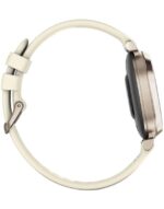 Ceas Garmin Lily 2, display AMOLED, dimensiune afisaj 35.4 mm, rezolutie afisaj 240 x 201 pixeli, memorie 8GB, autonomie pana la 5 zile, rezistanta la apa pana la 5 ATM, greutate: 24,4g, ramăCrem auriu, curea cafenie din material textil - Image 3