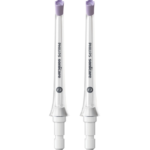 Rezerva 2 capete de curatare interdentara PHILIPS Sonicare HX3062/00, 4 jeturi consistente de apa, Ghidaj din cauciuc moale delicat cu gingiile, Compatibil cu aparatele de curatare interdentara Sonicare Power Flosser, L x A x I (mm) 20x62x110