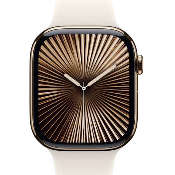 Apple Watch Series 10 GPS + Cellular 46mm Gold Titanium Case with Starlight Sport Band - M/L