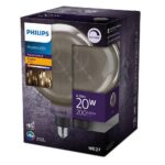 Bec LED vintage (decorativ) Philips Giant G200, EyeComfort, E27 ,6.5W(20W), 200 lm, lumina calda (1800K), dimabil, Fumuriu, 28.620.2 cm - Image 2