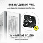 Carcasa Corsair 7000D AIRFLOW, RGB, Full Tower, White - Image 2