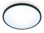 Plafoniera LED WiZ SuperSlim, Wi-Fi, Bluetooth, 16W, 1500 lm, luminaalba(2700-6500K), IP20, 29.2cm, Metal/Plastic, Negru