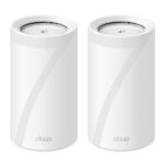 TP-LINK DECO BE85(2-PACK) Sistem Mesh WI-FI 7, BE19000, TRI-BAND, Standarde wireless: IEEE 802.11be/ax 6 GHz, IEEE 802.11be/ax/ac/n/a 5 GHz, IEEE 802.11be/ax/n/b/g 2.4 GHz, Viteze wireless: BE19000 6 GHz: 11520 Mbps (802.11be), 5 GHz: 5760 Mbps (802.11be), 2.4 GHz: 1376 Mbps (802.11be), 8 x antene