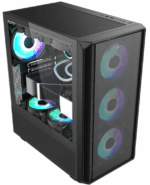 Carcasa gaming Serioux Vanguard, fara sursa, tip middle tower, capac superior cu filtru magnetic de praf, panoul lateral: sticla securizata, sasiu: SPCC 0.5T, USB2.0x2+HD Audio, USB 3.0 x1, porturi rezervate pentru ventilator:, față: 3 x ventilatoare fix de 120mm(incluse)ARGB, suportă cooler pe - Image 2