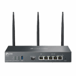 "Omada AX3000 Wi-Fi 6 Gigabit VPN Router PORT: 1× Gigabit SFP WAN/LAN Port, 1× Gigabit RJ45 WAN Port, 4× Gigabit WAN/LAN RJ45 Ports, 1× USB 3.0 SPEED: 574Mbps at 2.4 GHz + 2402 Mbps at 5 GHz (HE160) FEATURE: Integration with Omada SDN Controller, Support SSL VPN, OpenVPN and Wireguard/