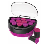 Trusa de bigudiuri electrice Remington Jumbo Curls H5670, 12 bigudiuri, 2 dimensiuni extra mari, Invelis catifea, Ionizare, Nucleu ceara, Mov