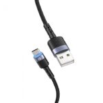 Cablu Tellur USB to Type-C cu LED, 3A, nailon, 1.2m, negru - Image 2