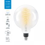 Bec LED inteligent vintage (decorativ) WiZ Connected Filament ClearG200 ,Wi-Fi, E27, 6.5W (40W), 470 lm, lumina alba (2700-6500K),compatibilGoogle Assistant/Alexa/Siri