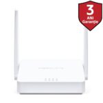 Router Wireless Mercusys N 300 Mbps, MW301R; Standarde Wireless: IEEE 802.11n, IEEE 802.11g, IEEE 802.11b, Frecventa: 2.4 - 2.4835GHz, Rata semnal: 11n: Up to 300Mbp, 11g: Up to 54Mbps, 11b: Up to 11Mbps, Interfata: 2 10/100Mbps LAN, 1 10/100Mbps WAN, Antene: 2x 5dBi.