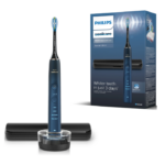 Periuta de dinti electrica Philips Sonicare DiamondClean 9000 HX9911/88, 62000 miscari/min, 4 moduri de curatare, 3 nivele intensitate, senzor presiune, functia BrushSync, aplicatie Sonicare, wireless Bluetooth, toc transport, baza de incarcare, Acvamarin