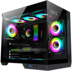 Carcasa gaming Serioux Shadow, fara sursa, tip  middle tower, USB2.0x+HD Audio, USB3.0, porturi rezervate pentru ventialtor: MN 2x120mm ventilatoare ARGB (incluse), spate:1x120mm ventilator RGB (inclus), sus 3x120mm/2x140mm, controler 4 porturi, drive bays: HDD de 3.5'' x2, SSd de 2.5'' x1, Sloturi