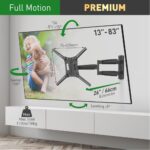 Suport TV plat/curbat de perete cu 2 brate Barkan BM443LP, 13"- 83", Max 50kg, VESA 600x400, negru - Image 8
