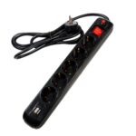 PRELUNGITOR SPACER, Schuko x 5, conectare prin Schuko (T), USB x 2, cablu 1.8 m, 16 A, max. 3500W, protectie supratensiune, negru - Image 3